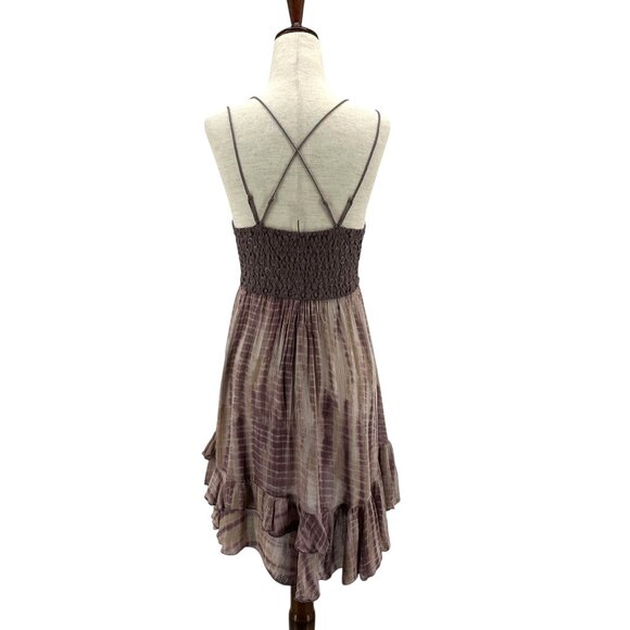 Free People FP One Womens XS Dress Adella Tie Dye Slip Plum Plunge Mini Boho - Picture 7 of 11